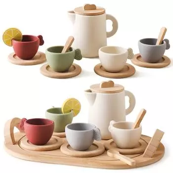 9 шт/10 шт ролевые игры деревянный чайный сервиз прочный для 3 4 5 лет девочек и мальчиков 9PCS