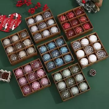 9 шт. 8 см рождественские подвесные шары пластиковые елочные украшения праздничный фестиваль декор серебряный