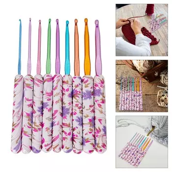 9 шт. эргономичных крючков для вязания крючком 9 размеров с длинной ручкой для начинающих вязание свитеров шарфов сумок носков и шапок