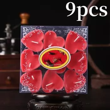 9 шт. Ароматизированные чайные свечи в форме сердца ко Дню святого Валентина, романтические любовные свечи, декоративные свечи на годовщину свадьбы