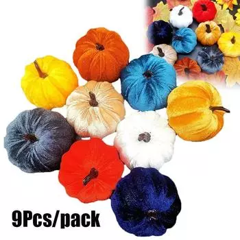 9 шт. бархатных тыкв искусственные тыквы для декора на Хэллоуин фестиваль украшения 9Pcs/pack