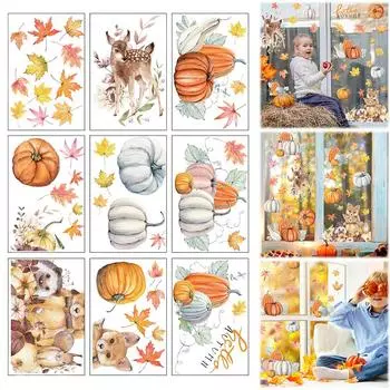 9 шт. Благодарные наклейки на окна для фермерского дома, осенние наклейки на окна на День благодарения, осенние украшения для стеклянной вечеринки