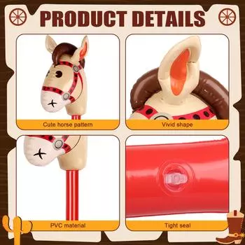 9 шт. Большие надувные палочки в форме лошадиной головы Надувные игрушки-пони Разноцветные на палочке для вечеринки по случаю дня рождения Ковбой
