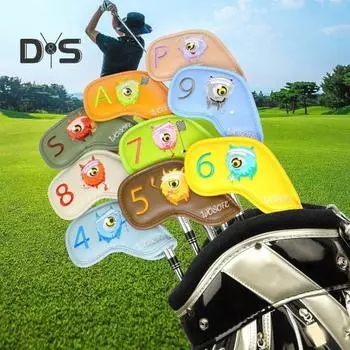 9 шт. чехлов для головок клюшек для гольфа, защитный чехол для клюшек для гольфа, толстые чехлы для головок клюшек для гольфа из искусственной кожи, аксессуары для гольфа небесно-голубой