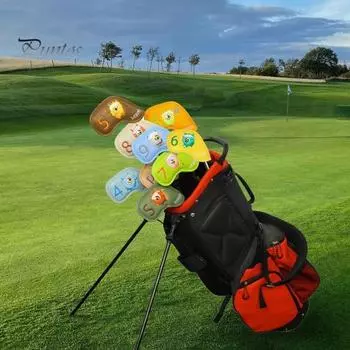 9 шт. чехлов для головок клюшек для гольфа, защитный чехол для клюшек для гольфа, толстые чехлы для головок клюшек для гольфа из искусственной кожи, аксессуары для гольфа небесно-голубой