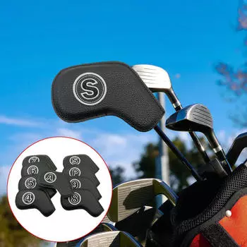 9 шт. чехлы для головок клюшек для гольфа, защита от царапин, ПУ чёрный