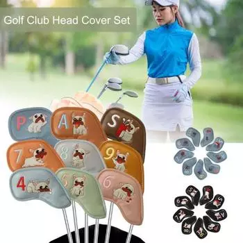 9 шт. Чехол для головки клюшки для гольфа из искусственной кожи, чехол для головки клина для гольфа разноцветный