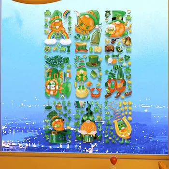 9 шт. декоративных наклеек на окна ко Дню Святого Патрика, съемные статические наклейки 130 PCS