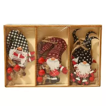 9 шт. Деревянные подвесные украшения на елку, ручная работа, куклы эльфы гномы, елочные украшения, рождественский декор для дома D