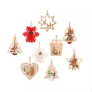 9 шт. Деревянные рождественские подвесные украшения Деревянные знаки Подвески Украшения для дерева