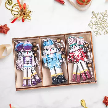 9 шт. Деревянные Щелкунчик Солдат Рождественские елочные украшения Кукольные рождественские подвески Style A
