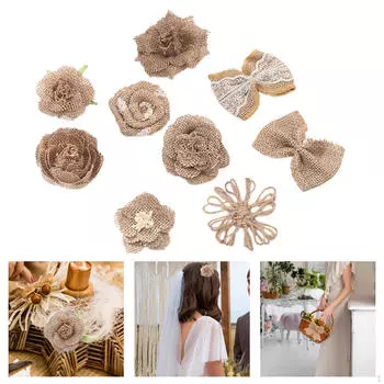 9 шт. джутовых бантов, украшения, деревенские швейные принадлежности, декоративные банты для скрапбукинга