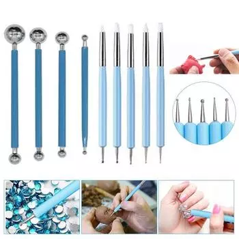 9 шт. глиняный инструмент, гладкий силиконовый, удобный захват, набор инструментов для нанесения точек, инструмент для лепки из глины, керамическая глина для рисования синий