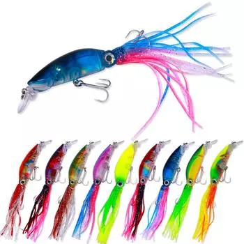 9 шт. HENGKJIA джиг-головка, жесткие рыболовные приманки для кальмара, юбки для кальмара, приманки для троллинга, осьминога, 14 см-40 г, аксессуары для рыбалки