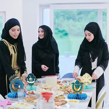 9 шт. Ид Мубарак сотовые бумажные украшения 2025 Рамадан украшения для дома Ислам мусульманский декор для вечеринки Рамадан Карим Мубарак подарок