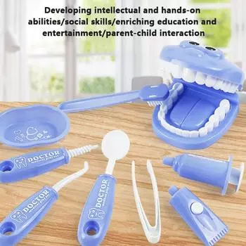 9 шт. игрушка стоматолог ролевая стоматологическая проверка зубов модель набор образовательная ролевая игра симуляция дети обучающая игрушка для детей жёлтый