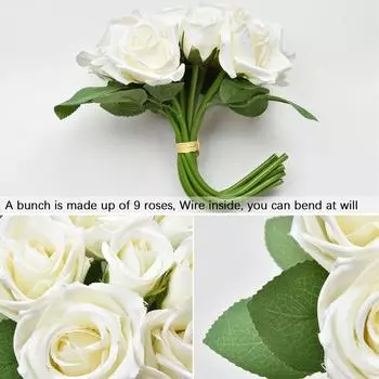 9 шт. искусственных роз цветы бархатные розы букет для украшения свадьбы искусственные розы для вечеринок в честь Дня Валентины One Size