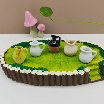 9 шт. керамических миниатюрных цветочных горшков, крошечные вазы для кукольного домика, террариум, креативный декор стола с расписанными вручную деталями, аксессуары для микросадоводства 9pcs