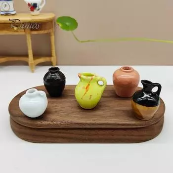 9 шт. керамических миниатюрных цветочных горшков, крошечные вазы для кукольного домика, террариум, креативный декор стола с расписанными вручную деталями, аксессуары для микросадоводства 9pcs