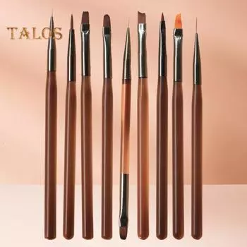 9 шт., кисть для наращивания ногтей, многофункциональная резьба, удобная ручка, Премиум-краска для дизайна ногтей, УФ-гель-кисть, ручка для маникюра 9pcs