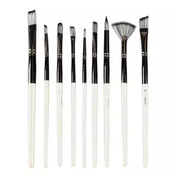 9 шт. Кисти для акварели и гуаши, нейлоновая шерсть, устойчивая к ржавчине, с сильным водопоглощением, художественные кисти для