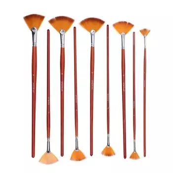 9 шт. Кисти для рисования веерообразные нейлоновые щетинки деревянная ручка хорошая эластичность гибкие прочные масляные