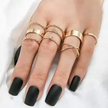 9 шт. Кольца на костяшки пальцев для женщин и девочек, штабелируемые наборы колец для девочек, винтажные суставные кольца на палец, набор золотых колец для женщин и мужчин с полыми стразами Sets