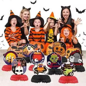 9 шт./компл. центральный элемент стола на Хэллоуин 3D бумажный декор с изображением привидения двухсторонняя печать тематика ужасов страшное украшение стола на Хэллоуин