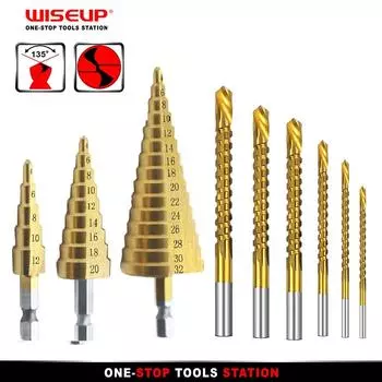 9 шт./компл. HSS титановые металлические сверла с прямой канавкой, ступенчатое сверло, кобальтовые сверла для дерева, металла, резак для отверстий, сверлильные инструменты 9 Pcs Drill Bit Set