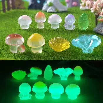 9 шт./компл. мини светящиеся миниатюры грибов светятся в темноте орнамент мох террариум микро пейзаж сказочное украшение сада 1.9x2cm разноцветный