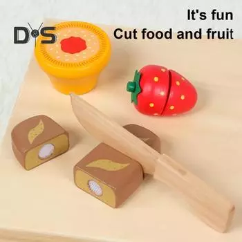 9 шт./компл., набор для игры на кухне для малышей, имитация еды, аксессуары для мальчиков и девочек, деревянные ролевые игры, нарезка еды, набор развивающих игрушек для завтрака 1 Set