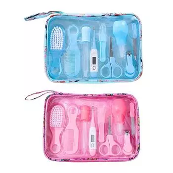 9 шт./компл., набор для ухода за новорожденными, наборы для ухода за новорожденными для девочек и мальчиков, ножницы/пилочка для ногтей/расческа/кисть/пипетка/пинцет/термометр