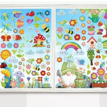 9 шт./компл. Наклейка на окно электростатическая абсорбирующая пружина стеклянная дверь узор гнома статическая наклейка