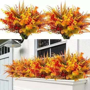 9 шт./компл. Осенний букет искусственных растений, реалистичный поддельный пластиковый эвкалипт, папоротник, Хэллоуин, День благодарения, урожай