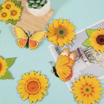 9 шт./компл. Подвеска в виде подсолнуха в пасторальном стиле, ручная работа, маленькое украшение для дома, подвеска в виде бабочки 1set