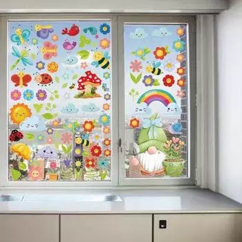 9 шт./компл. привлекательные съемные легко наклеиваемые наклейки на окна для гостиной весенние статические наклейки для спальни
