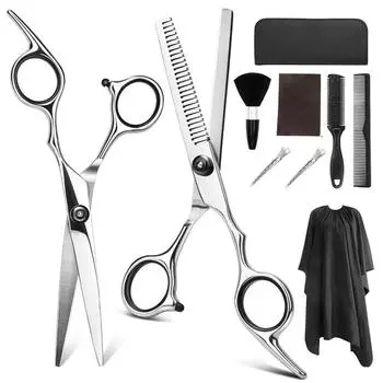 9 шт./компл., профессиональные парикмахерские ножницы, набор, ножницы для стрижки волос, ножницы для волос, расческа для хвоста, накидка для стрижки волос, расческа