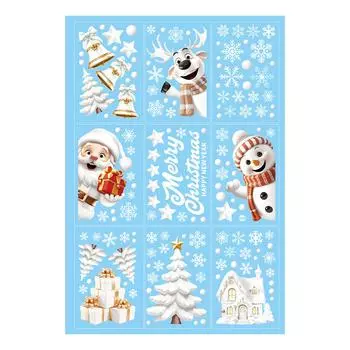 9 шт./компл. Рождественские наклейки на окна Снеговик многоразовые 3D украшения Рождественские украшения для окон