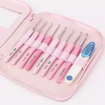 9 шт./компл. Ручка розового крючка набор алюминиевых спиц 1,0-10 мм пряжа для вязания крючком средней толщины швейные инструменты набор