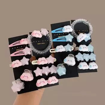 9 шт./компл., заколки для волос с милой мультяшной звездой, резинка, модная боковая заколка для волос, зажим для волос, заколки, головные уборы, аксессуары для волос для девочек, подарок для детей