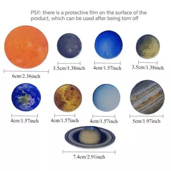 9 шт. Креативные магниты на холодильник «Планеты Вселенной», Милые астрономические учебные пособия, Магниты на холодильник для записок, Декоративные