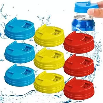 9 шт. Крышки для банок с газировкой, многоразовые пластиковые банки, пробка для предотвращения разлива, крышки для банок с колой, многоразовые защитные крышки для газировки, пива, напитков, сока 9pcs