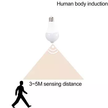 9 шт. Lampada 9 Вт 12 Вт 15 Вт светодиодная лампа с датчиком движения PIR E27 интеллектуальная лампа-детектор для освещения крыльца двора гаража 9pcs 9W белый