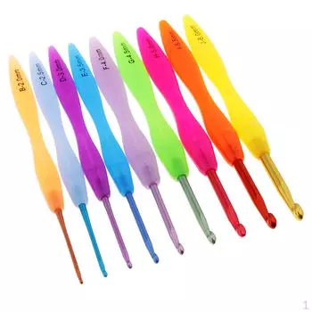 9 шт./лот алюминиевый крючок с пластиковой ручкой для вязания и плетения