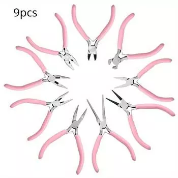 9 шт. мини-плоскогубцы для ювелирных изделий, круглые изогнутые наконечники игл, набор инструментов для DIY, подходящий для изготовления и ремонта ювелирных изделий, кусачки, круглогубцы,