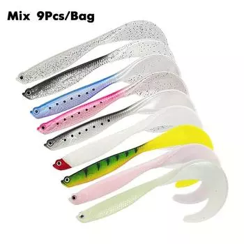 9 шт. микс 12 см 6,5 г мягкие приманки искусственные черви свимбейты реалистичный дизайн ходячие приманки для ловли рыбы рыболовные приманки инструменты Mix 9Pcs