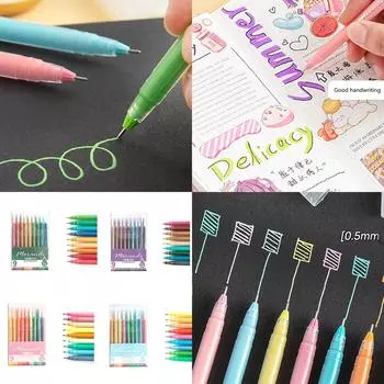 9 шт. многоцветная гелевая ручка 0,5 мм ручка-роллер ручка для рисования гладкая ручка для письма канцелярские принадлежности художественные принадлежности для студентов 4