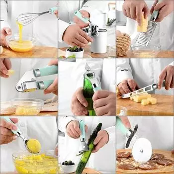 9 шт., многофункциональные кухонные инструменты из нержавеющей стали, овощечистка, консервный нож, нож для пиццы, терка, кухонные аксессуары, набор кухонных гаджетов