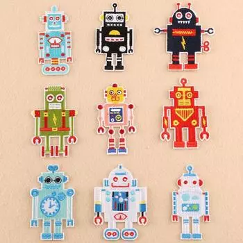 9 шт. модные роботы-утюжки, вышитые аппликации для шитья одежды, аксессуары для детей, ткань