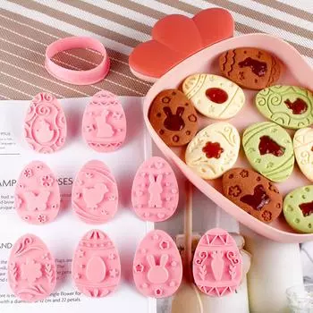 9 шт./набор 3D-формочек для шоколада, пасхальный кролик, сувениры для вечеринок, декор для торта, форма для помадки, инструменты для выпечки, формы для печенья, рельефный узор 9pcs